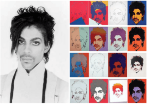 Photo and Warhol artworks of Prince